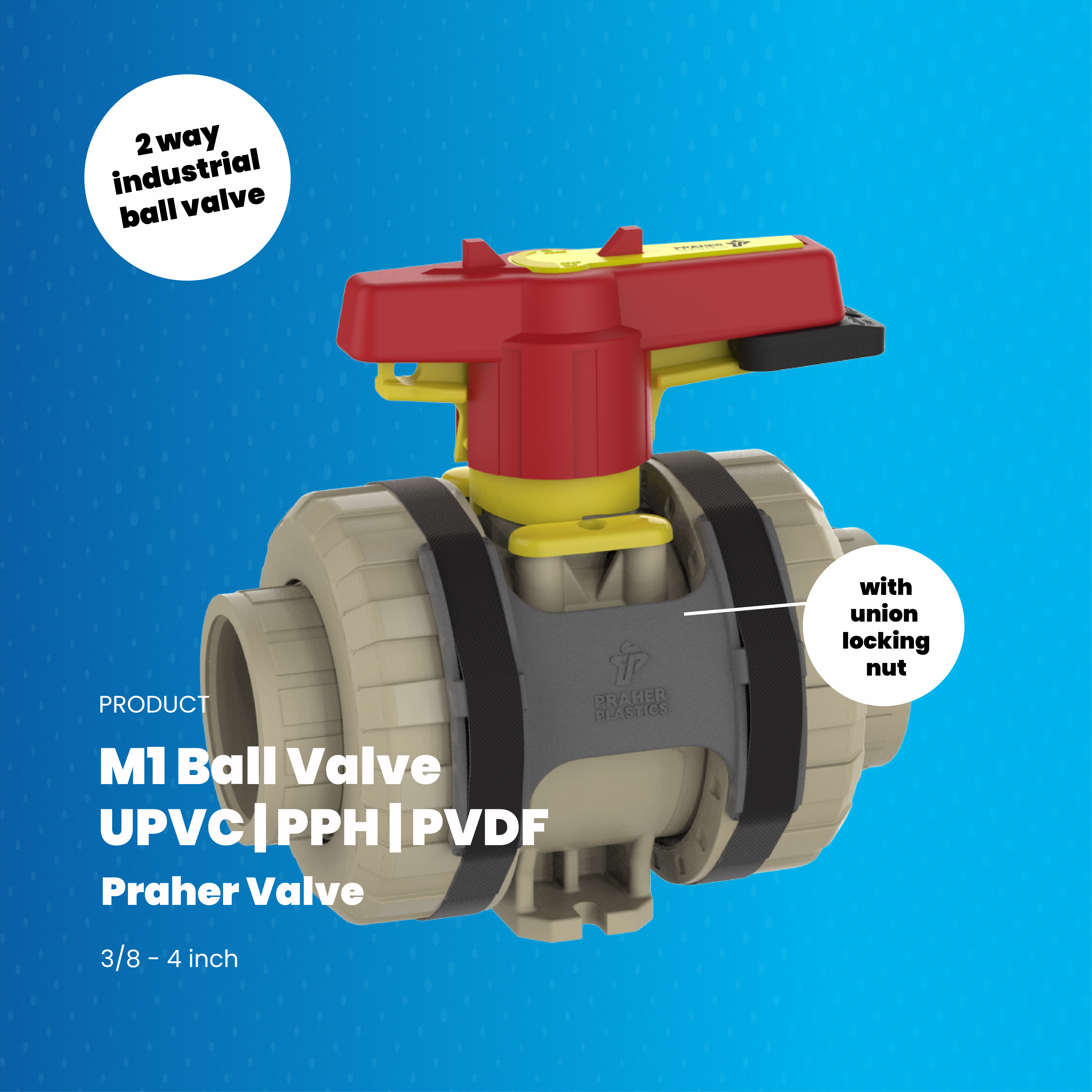 M1 Type Praher Valve - 2 Way Industrial Ball Valve with Locking Nut