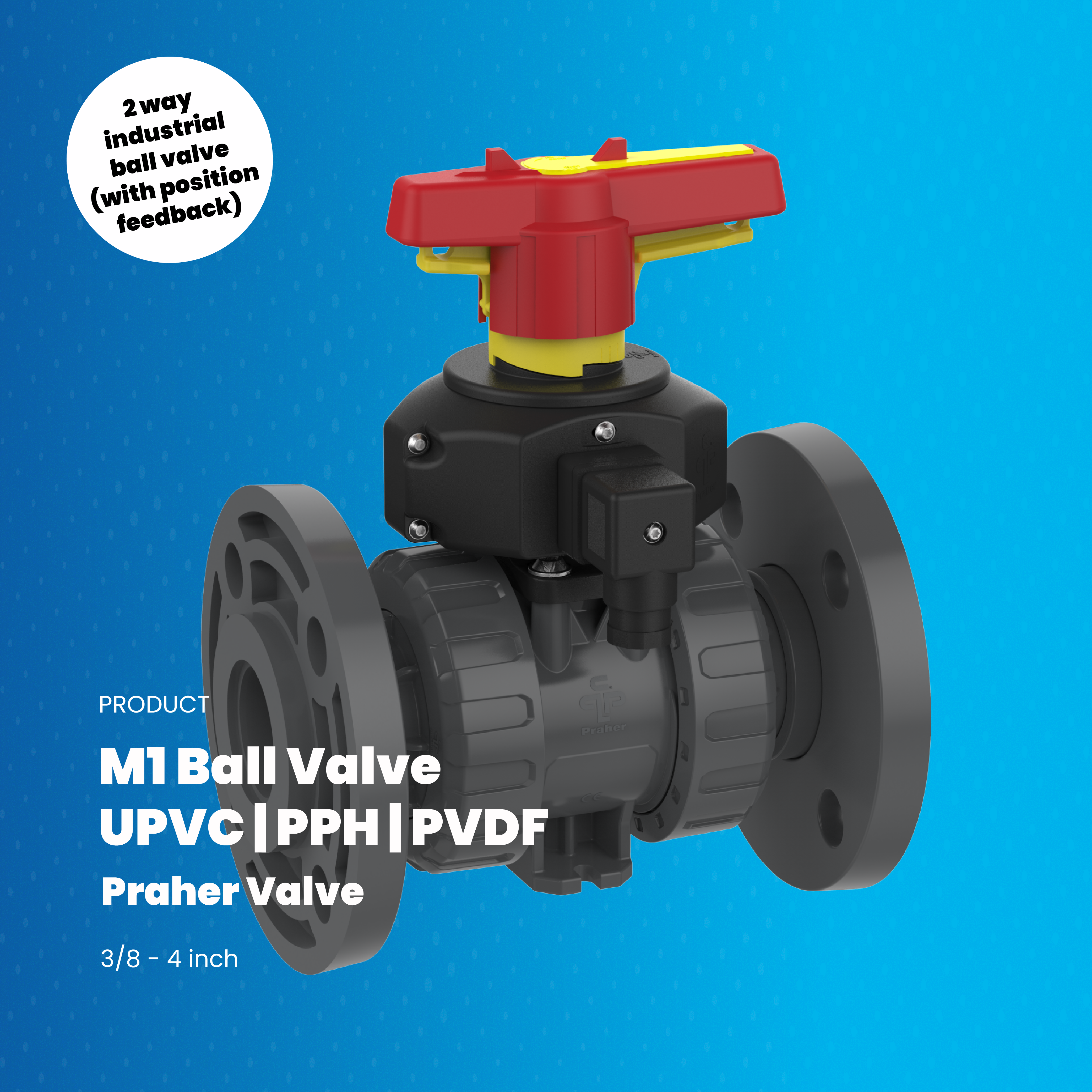 M1 Type Praher Valve - 2 Way Industrial Ball Valve with Position Feedback | Flanged connection